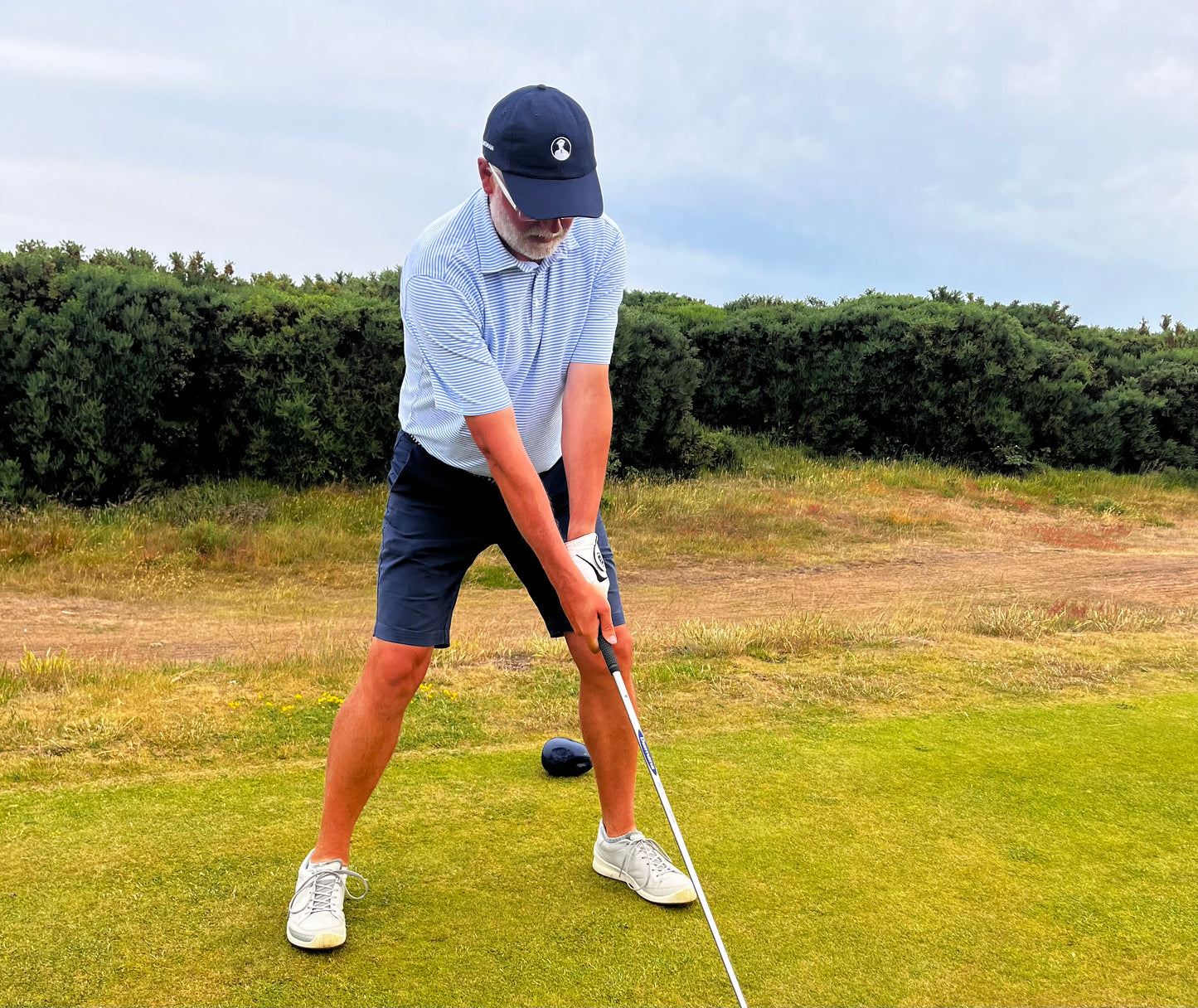 Dornoch Pima Cotton Medium Polo Stripe Shirt: Blue & White