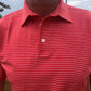 Gullane Pima Cotton Pencil Polo Stripe Shirt: Red & White