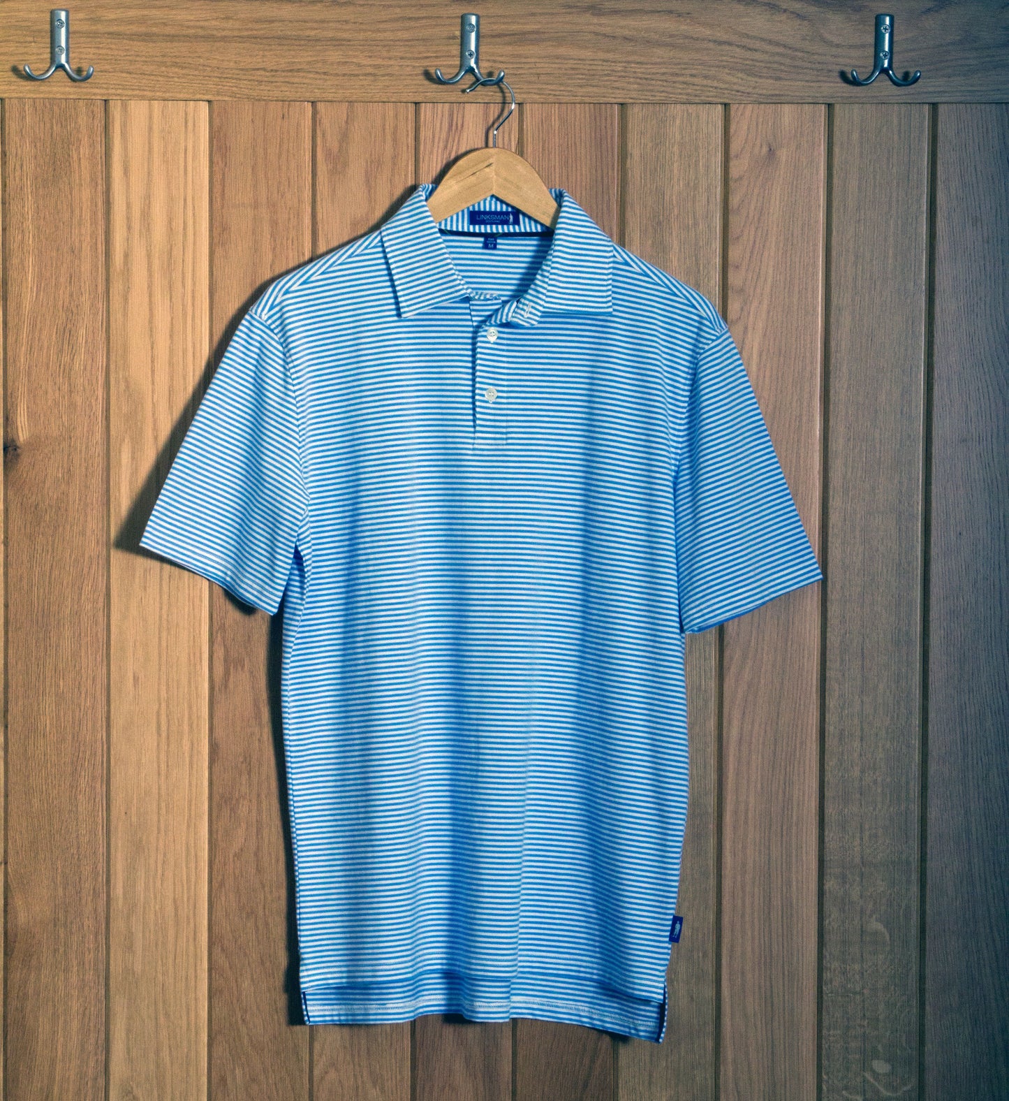 Dornoch Pima Cotton Medium Polo Stripe Shirt: Blue & White