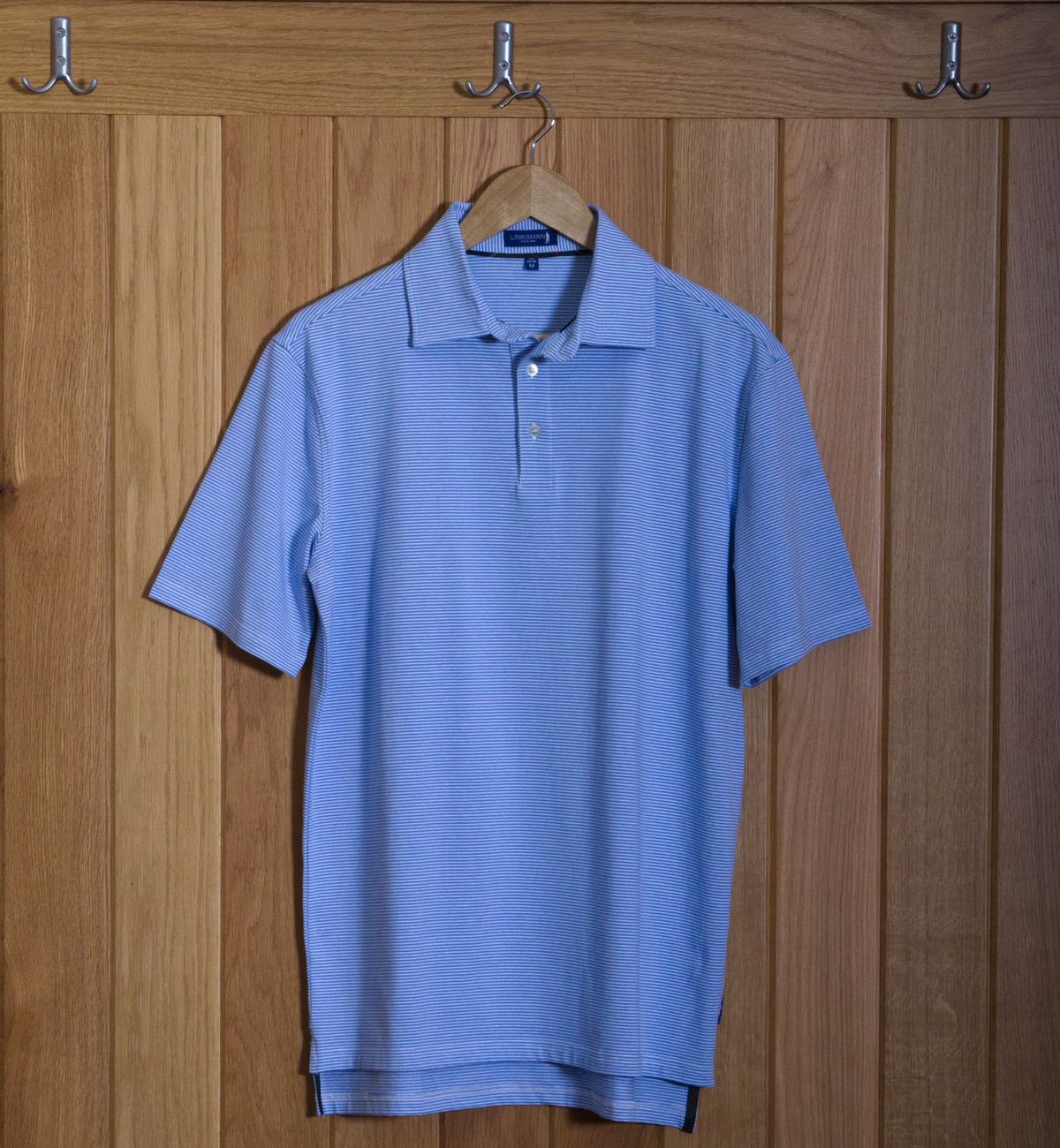 Panmure Pima Cotton Narrow Stripe Polo Shirt: Blue & White