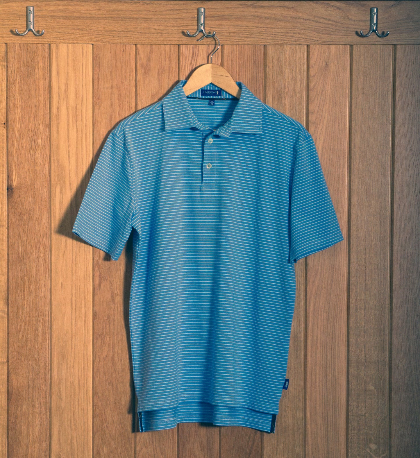 Gullane Pima Cotton Pencil Stripe Polo Shirt: Blue & White