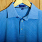 Gullane Pima Cotton Pencil Stripe Polo Shirt: Blue & White