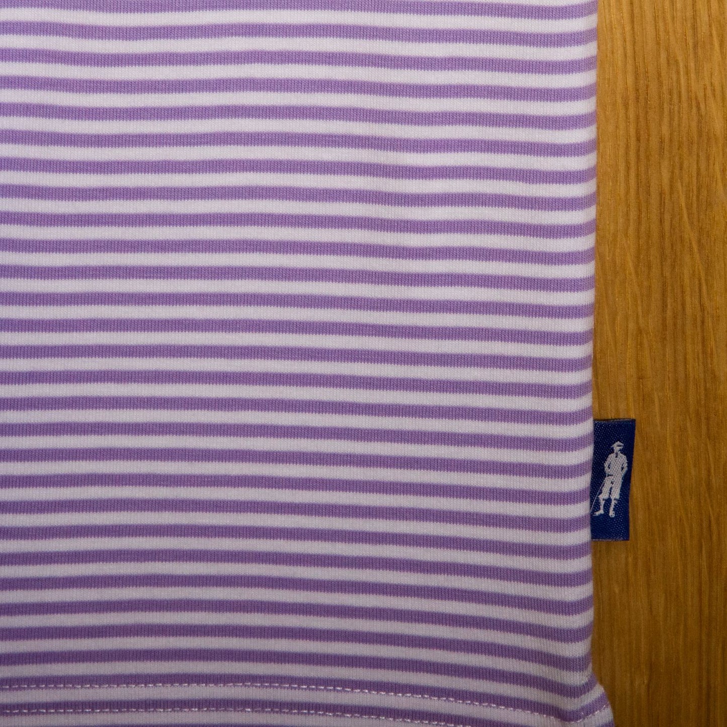 Dornoch Pima Cotton Medium Polo Stripe Shirt: Mauve & White