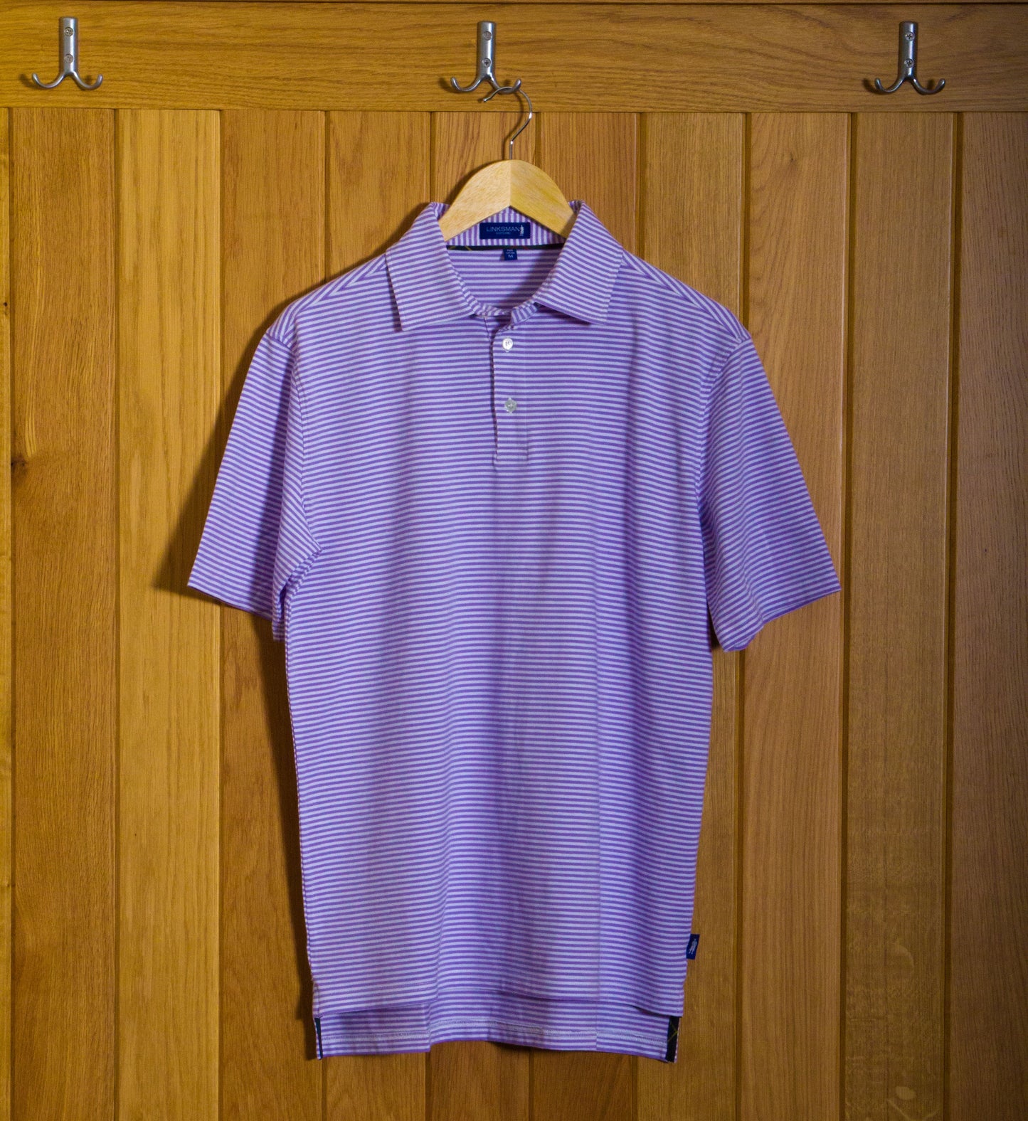 Dornoch Pima Cotton Medium Polo Stripe Shirt: Mauve & White