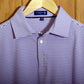 Dornoch Pima Cotton Medium Polo Stripe Shirt: Mauve & White