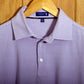 Panmure Pima Cotton Narrow Stripe Polo Shirt: Mauve & White