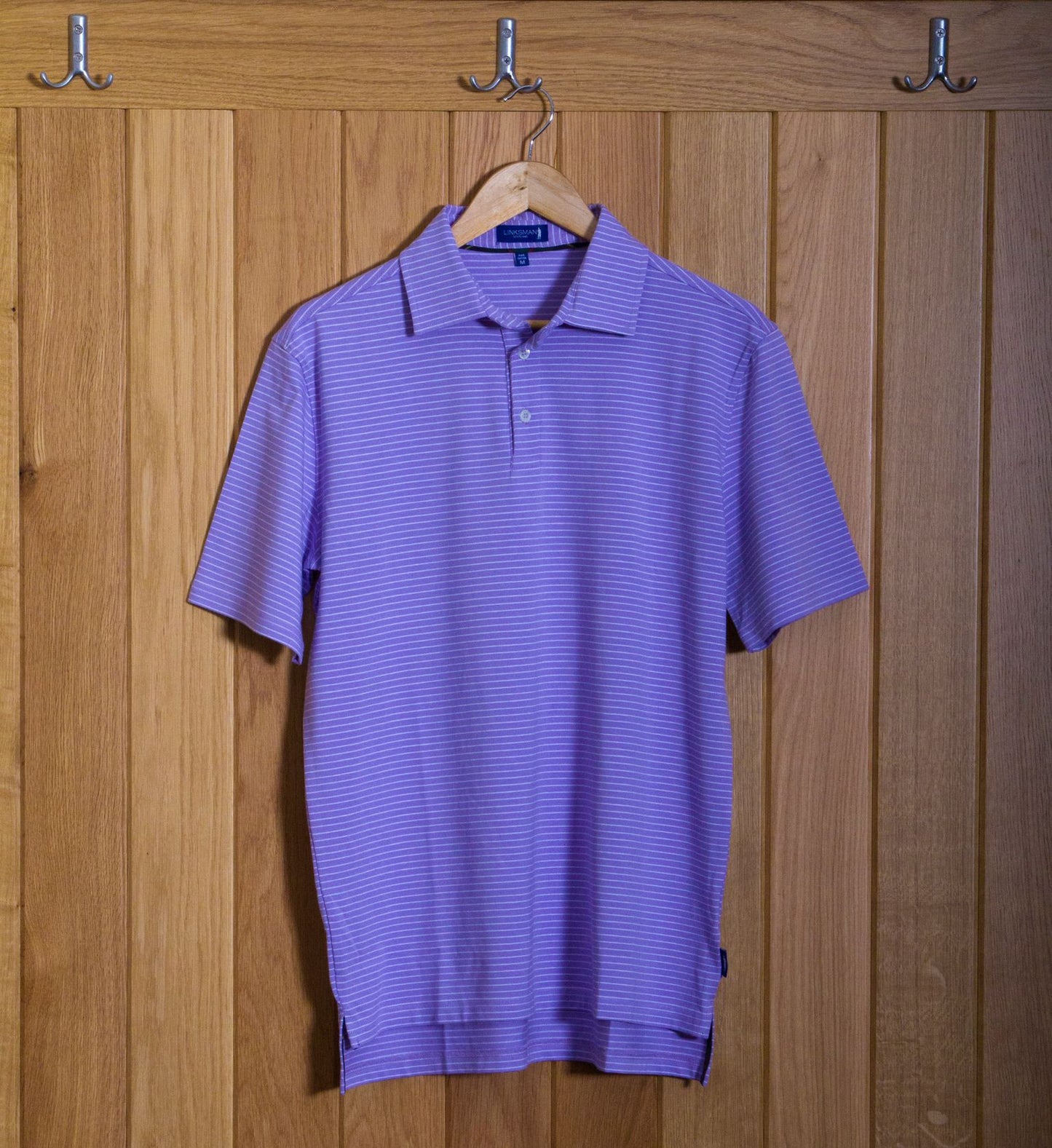 Gullane Pima Cotton Pencil Stripe Polo Shirt: Mauve & White