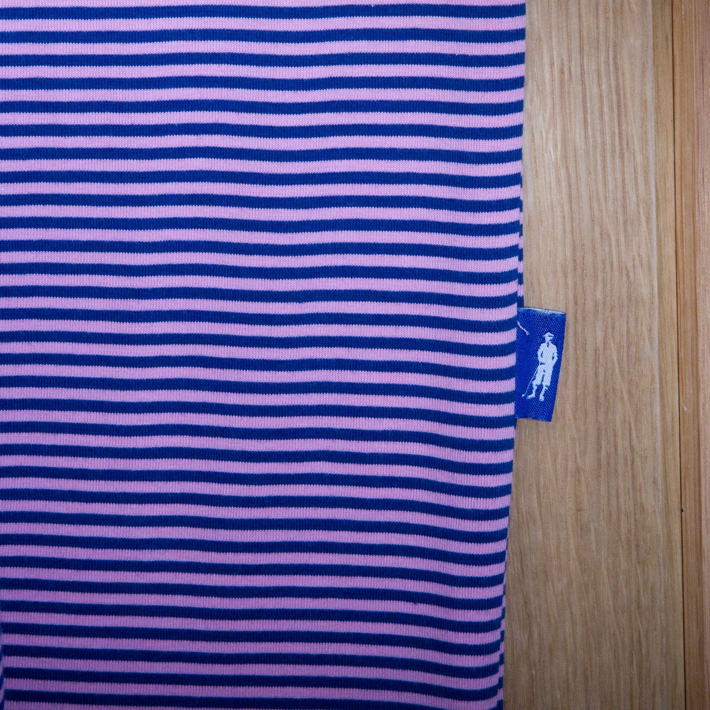 Dornoch Pima Cotton Medium Polo Stripe Shirt: Navy & Pink