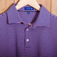 Dornoch Pima Cotton Medium Polo Stripe Shirt: Navy & Pink