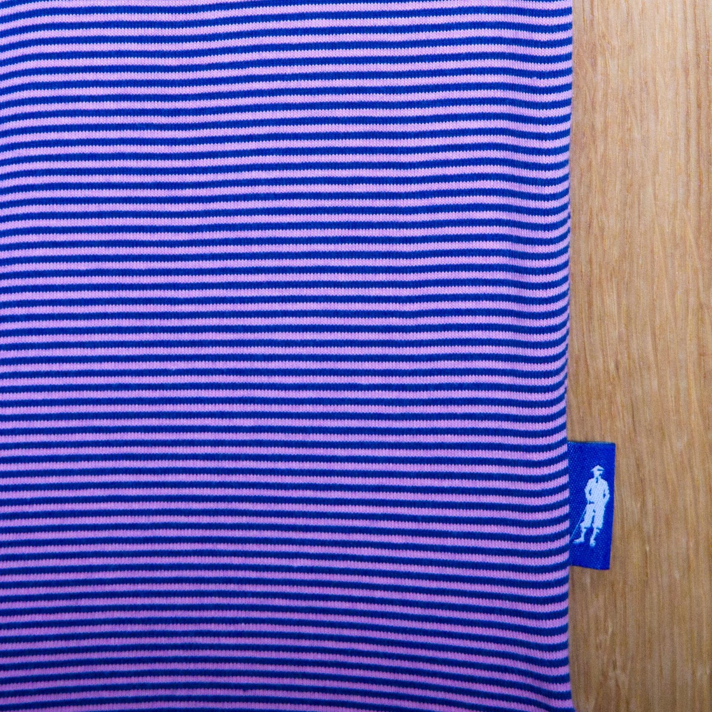 Panmure Pima Cotton Narrow Stripe Polo Shirt: Navy & Pink