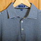 Dornoch Pima Cotton Medium Stripe Polo Shirt: Navy & White