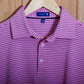 Gullane Pima Cotton Pencil Stripe Polo Shirt: Pink & Navy