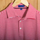 Dornoch Pima Cotton Medium Stripe Polo Shirt: Red & White