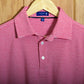 Panmure Pima Cotton Narrow Stripe Polo Shirt: Red & White