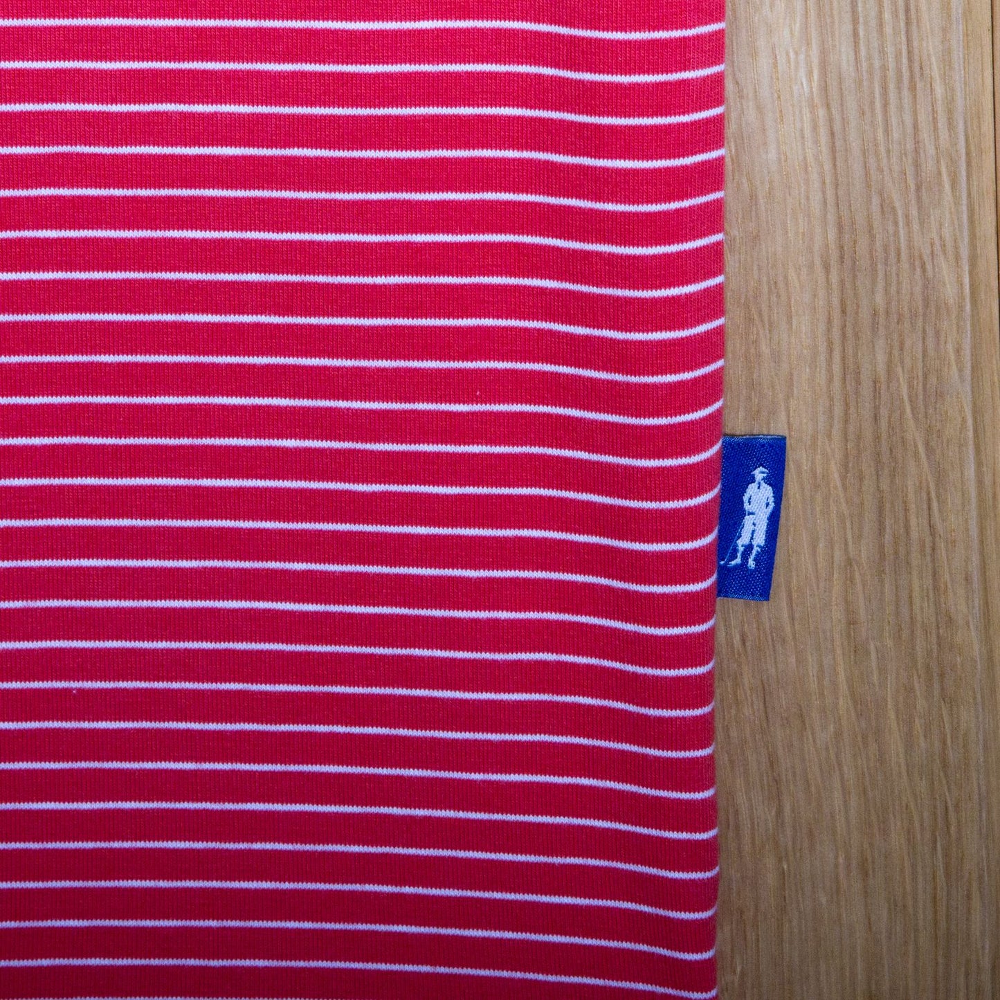 Gullane Pima Cotton Pencil Polo Stripe Shirt: Red & White