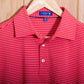 Gullane Pima Cotton Pencil Polo Stripe Shirt: Red & White