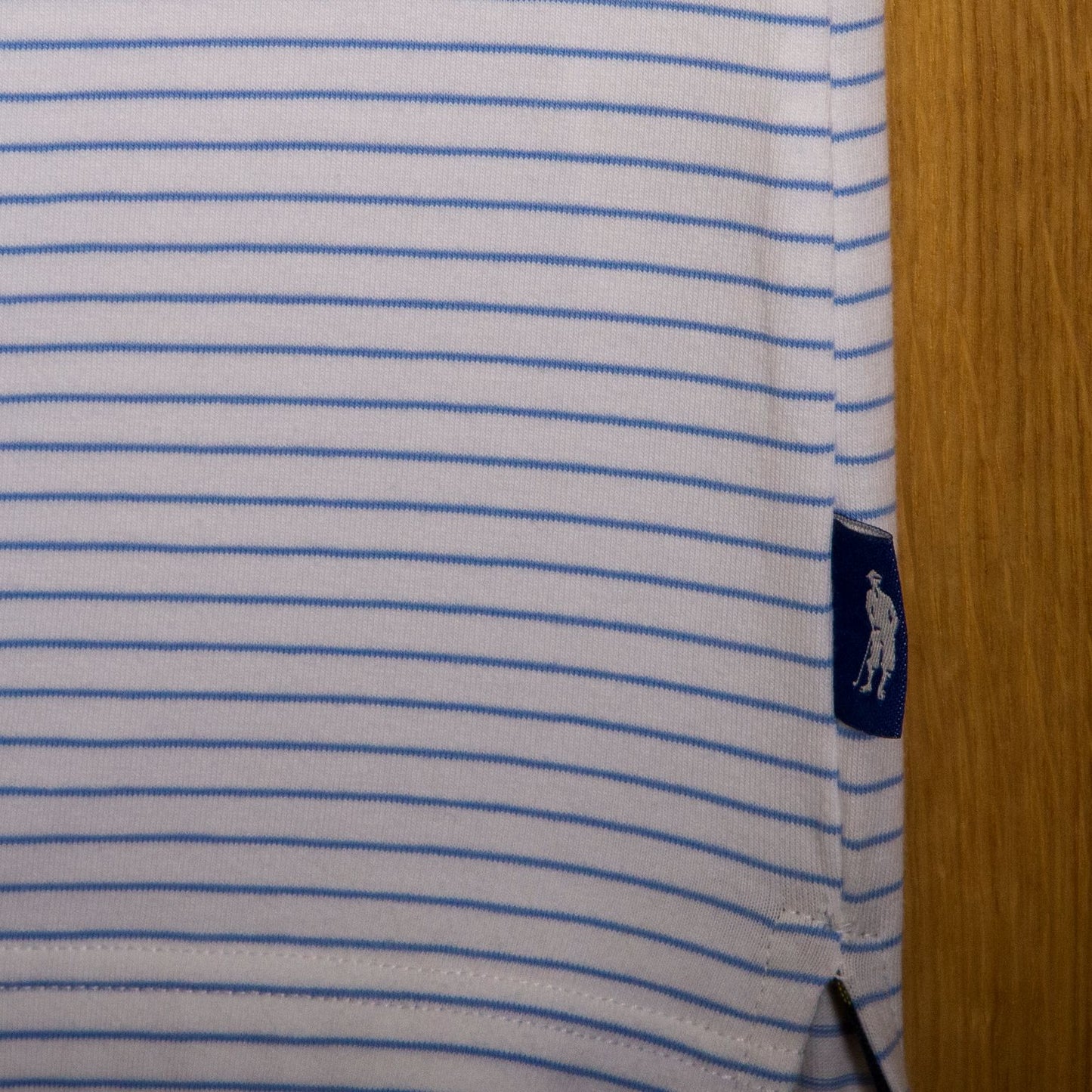 Gullane Pima Cotton Pencil Stripe Polo Shirt: White & Blue