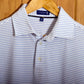 Gullane Pima Cotton Pencil Stripe Polo Shirt: White & Blue
