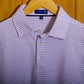 Gullane Pima Cotton Pencil Stripe Polo Shirt: White & Mauve