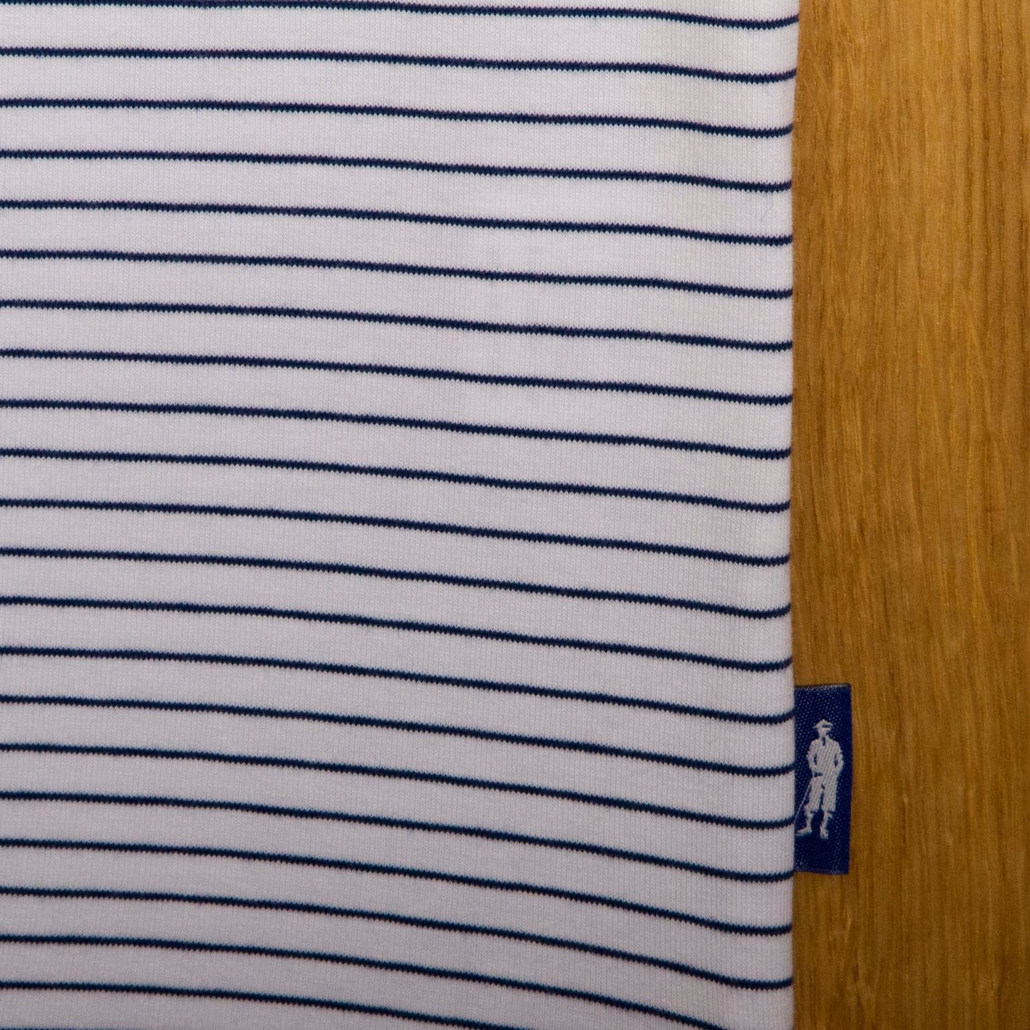 Gullane Pima Cotton Pencil Stripe Polo Shirt: White & Navy