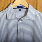 Gullane Pima Cotton Pencil Stripe Polo Shirt: White & Navy